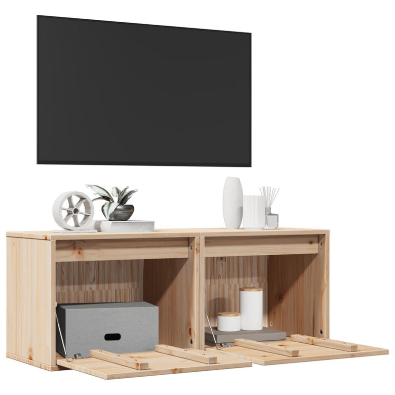 vidaXL Wall Cabinets 2 pcs 45x30x35 cm Solid Wood Pine