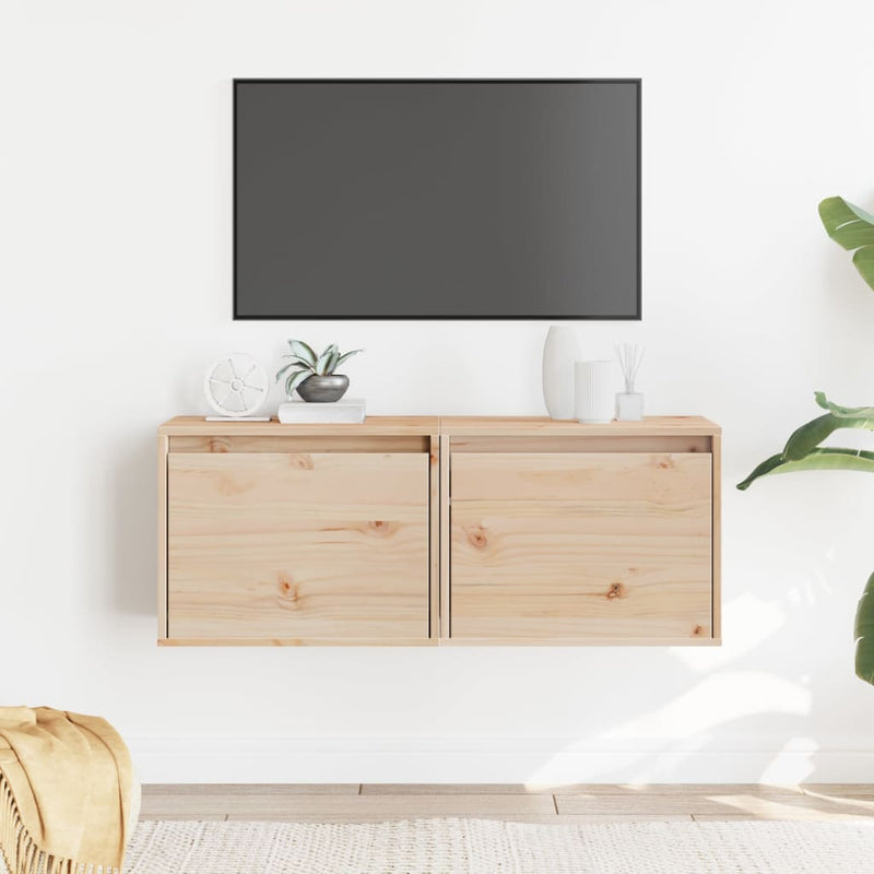 vidaXL Wall Cabinets 2 pcs 45x30x35 cm Solid Wood Pine