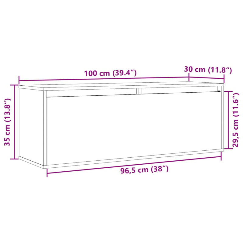 vidaXL Wall Cabinet 100x30x35 cm Solid Wood Pine