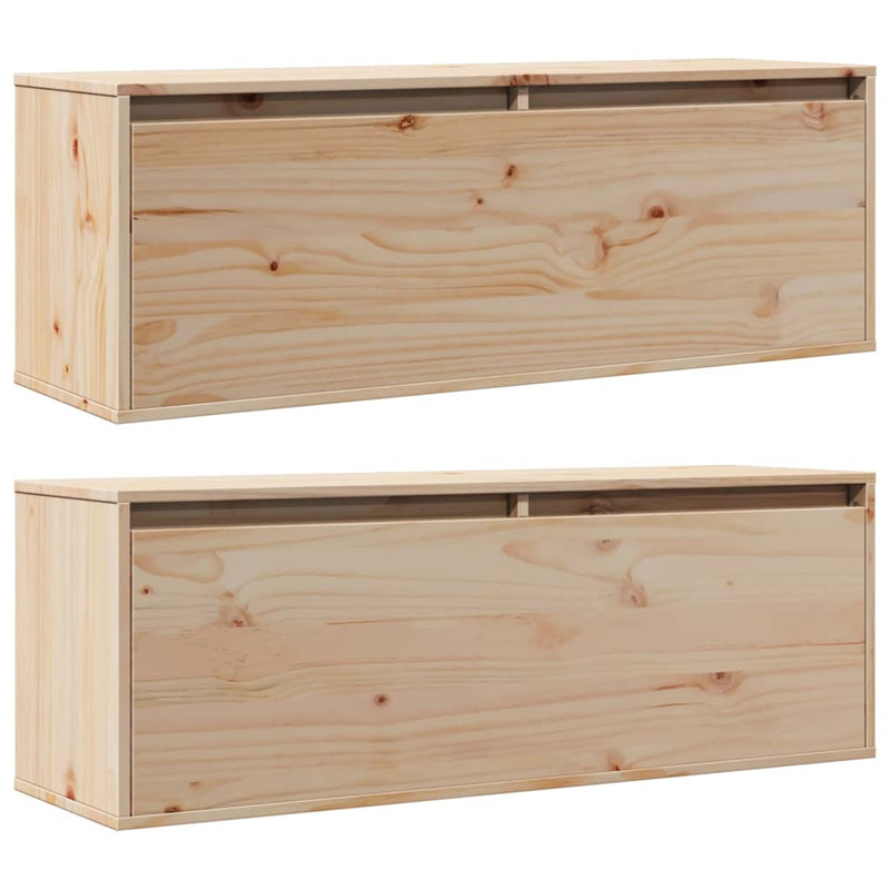 vidaXL Wall Cabinets 2pcs 100x30x35 cm Solid Wood Pine