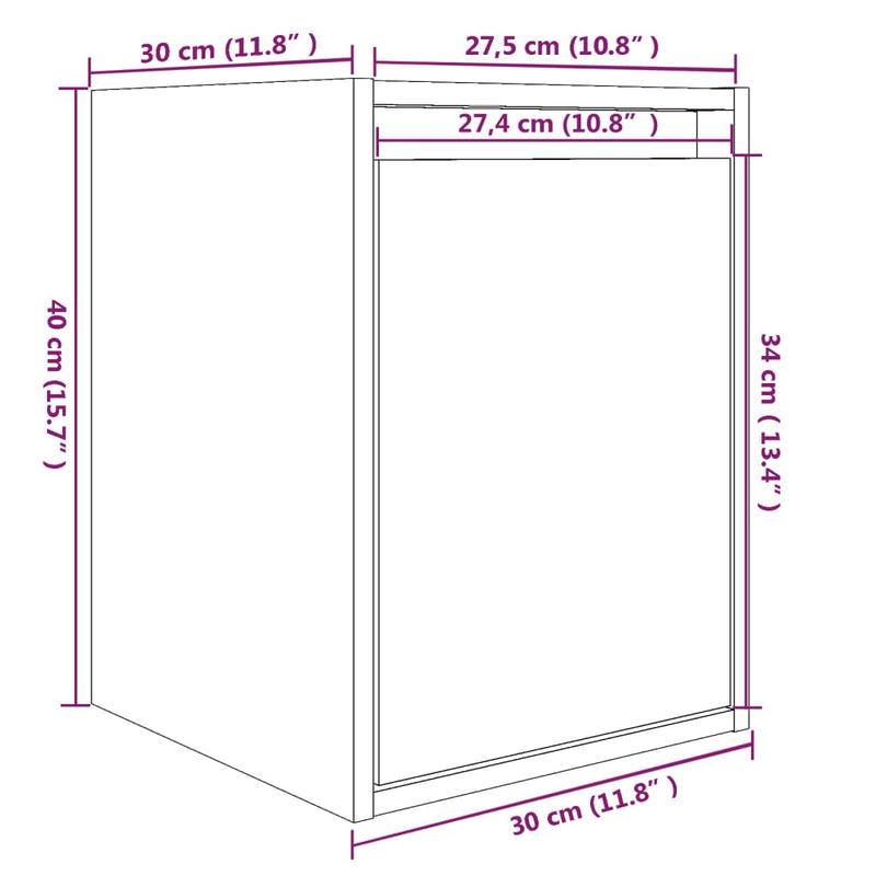 vidaXL Wall Cabinets 2pcs 30x30x40 cm Solid Wood Pine