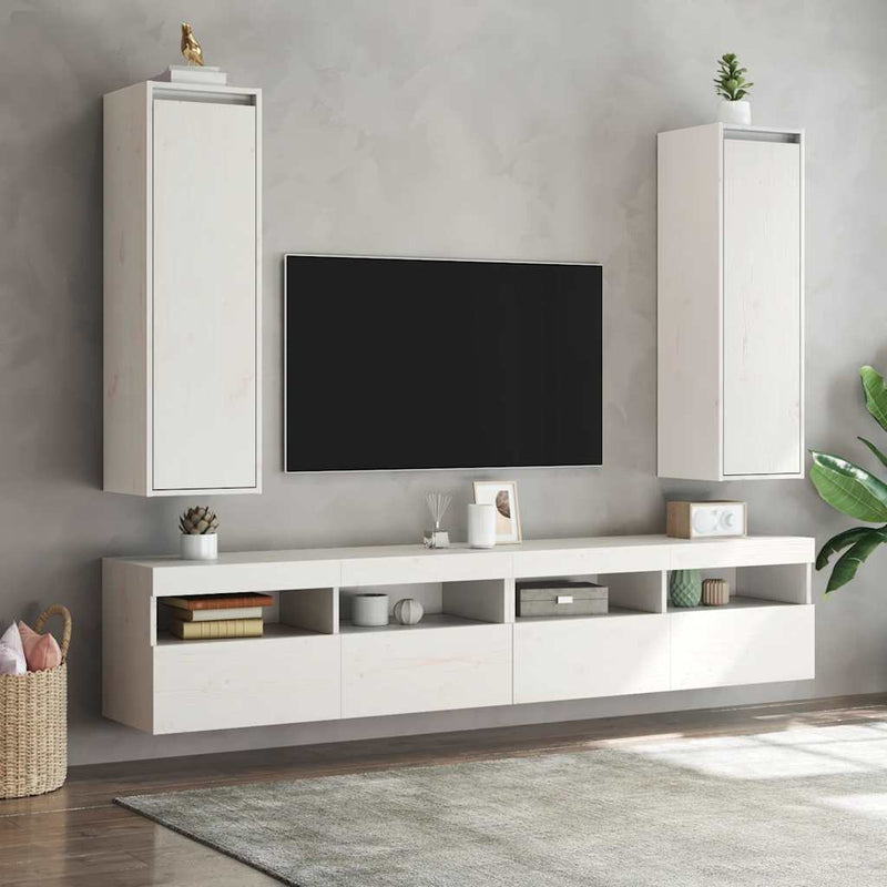 vidaXL Wall Cabinets 2 pcs White 30x30x100 cm Solid Wood Pine