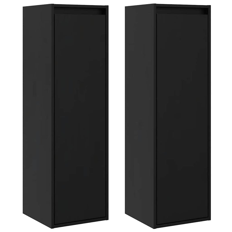vidaXL Wall Cabinets 2 pcs Black 30x30x100 cm Solid Wood Pine