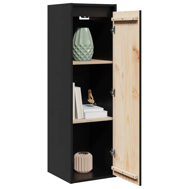 vidaXL Wall Cabinets 2 pcs Black 30x30x100 cm Solid Wood Pine