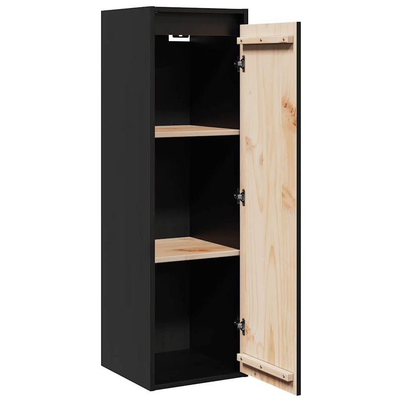 vidaXL Wall Cabinets 2 pcs Black 30x30x100 cm Solid Wood Pine