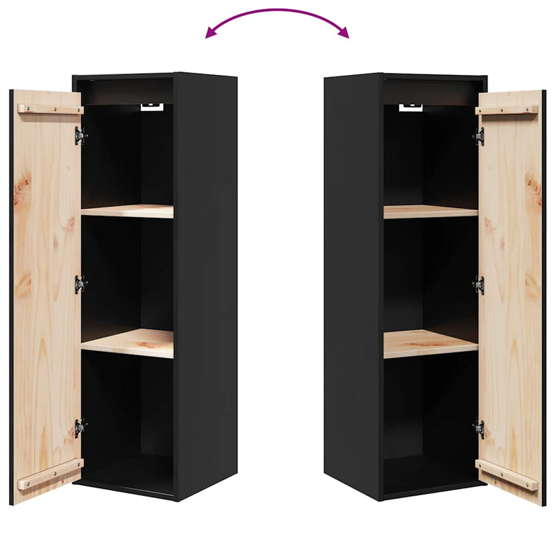 vidaXL Wall Cabinets 2 pcs Black 30x30x100 cm Solid Wood Pine