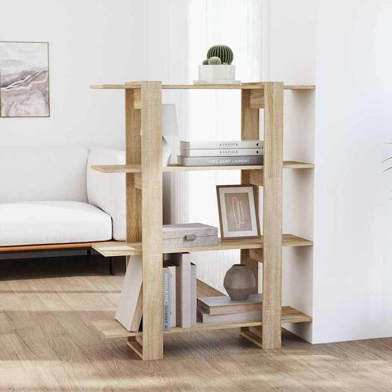 vidaXL Book Cabinet/Room Divider Sonoma Oak 100x30x123.5 cm