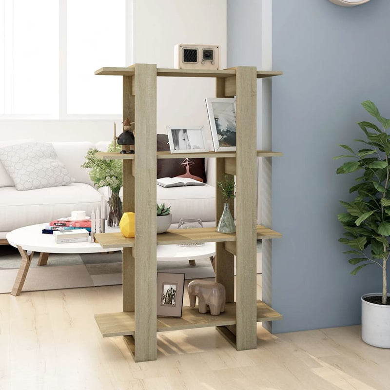 vidaXL Book Cabinet/Room Divider Sonoma Oak 80x30x123.5 cm
