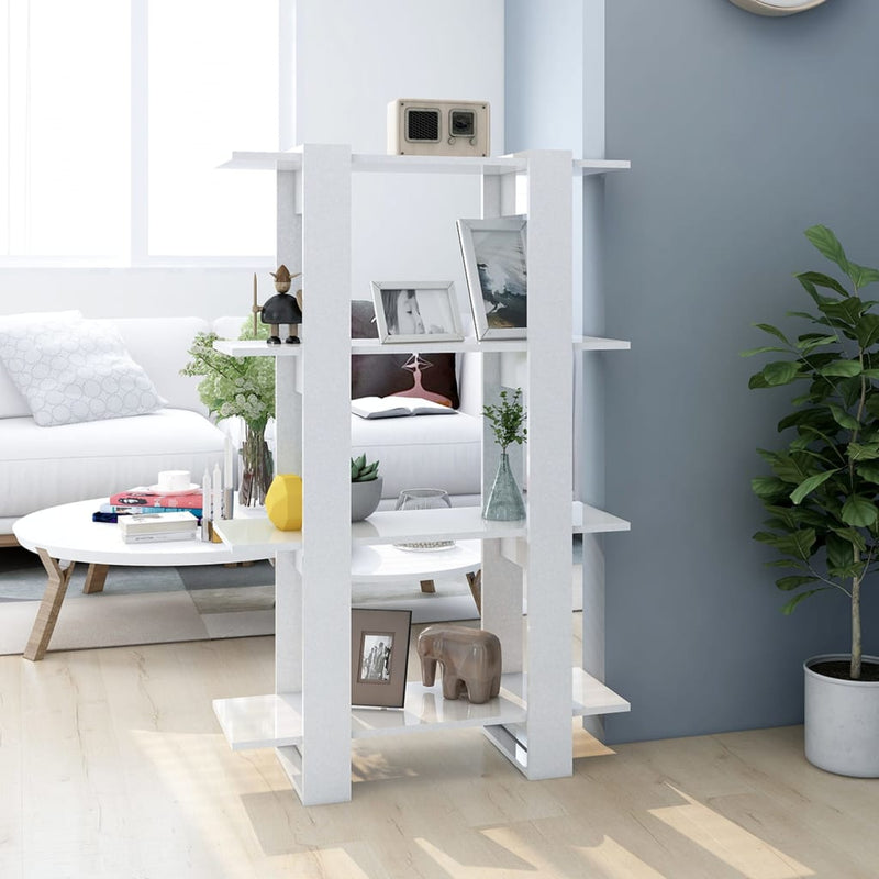 vidaXL Book Cabinet/Room Divider High Gloss White 80x30x123.5 cm