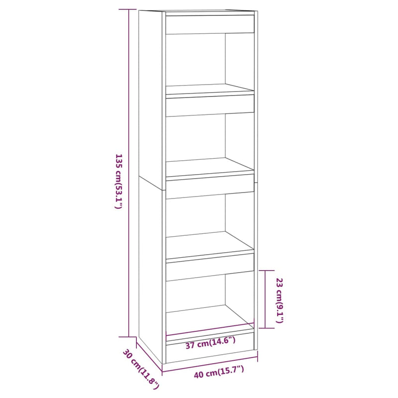 vidaXL Book Cabinet/Room Divider White 40x30x135 cm