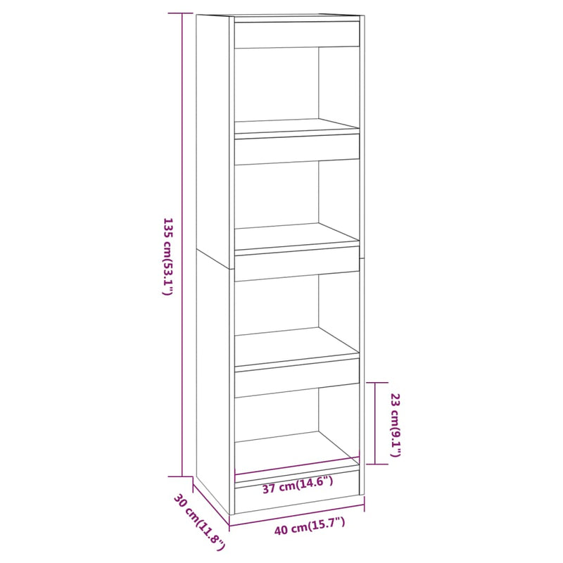 vidaXL Book Cabinet/Room Divider Black 40x30x135 cm