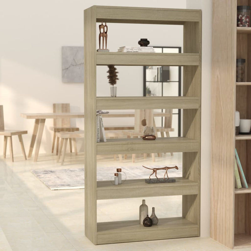 vidaXL Book Cabinet/Room Divider Sonoma Oak 80x30x166 cm Engineered Wood