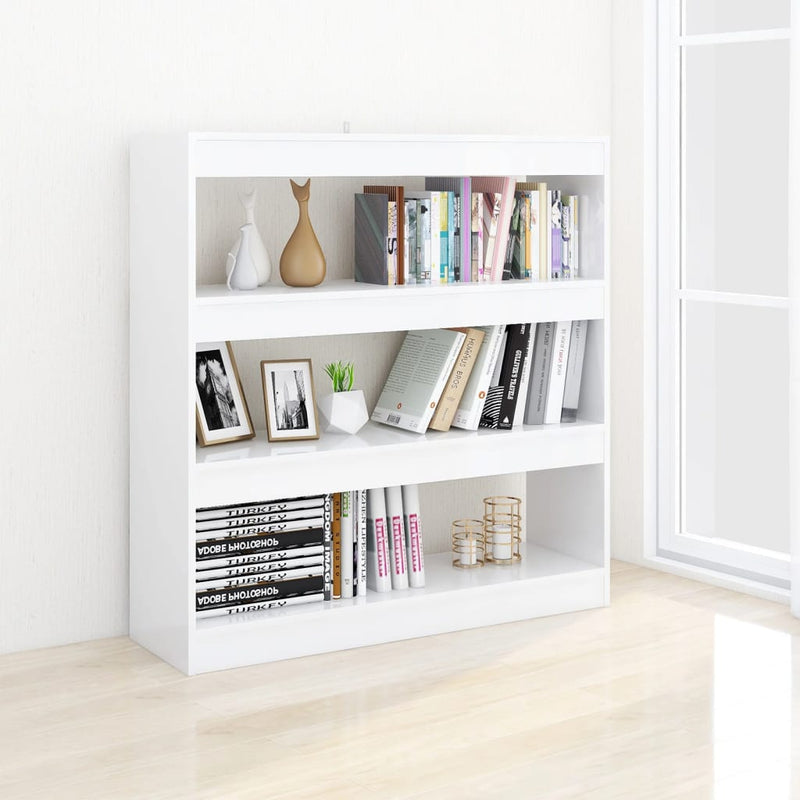vidaXL Book Cabinet/Room Divider High Gloss White 100x30x103 cm