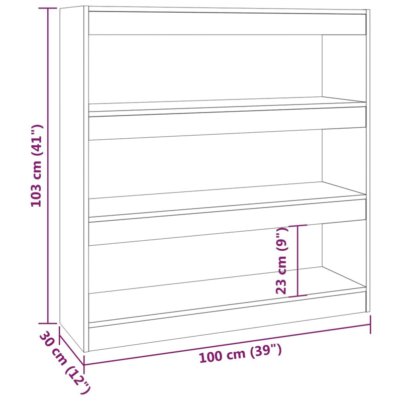 vidaXL Book Cabinet/Room Divider High Gloss White 100x30x103 cm