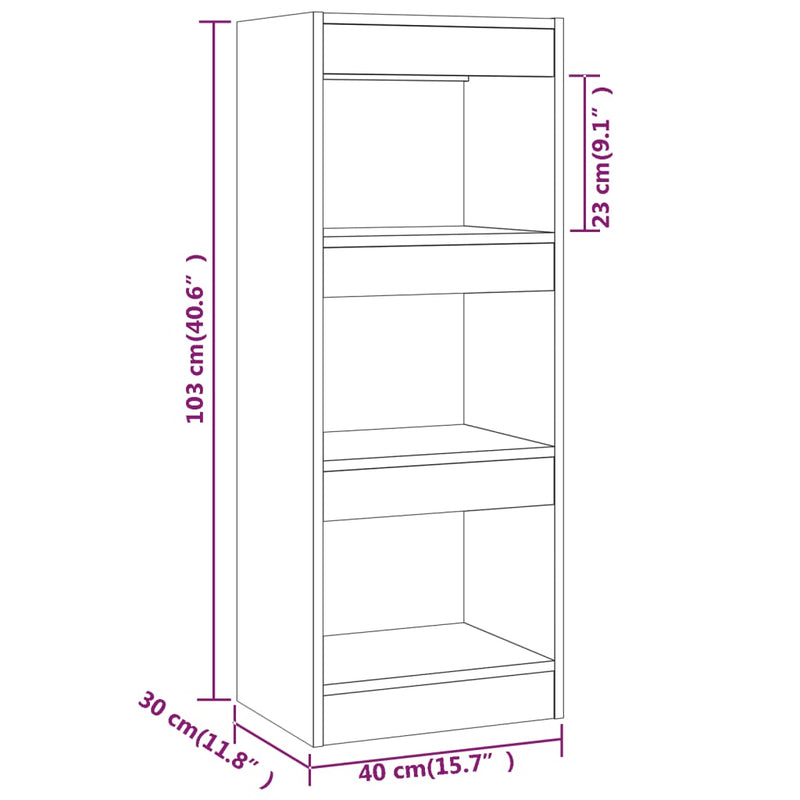 vidaXL Book Cabinet/Room Divider Grey Sonoma 40x30x103 cm Engineered Wood