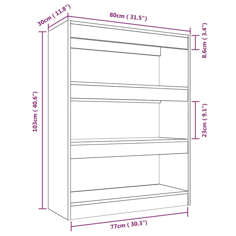 vidaXL Book Cabinet/Room Divider Smoked Oak 80x30x103 cm Engineered wood