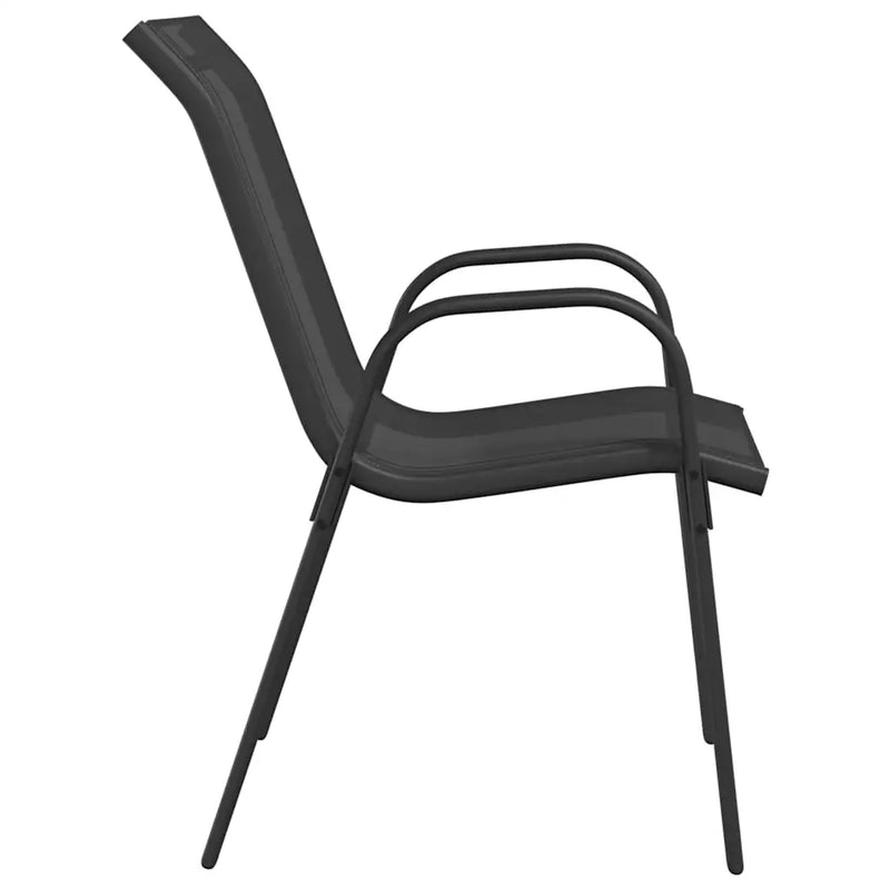 Stackable Garden Chairs 2 pcs Black Textilene Fabric