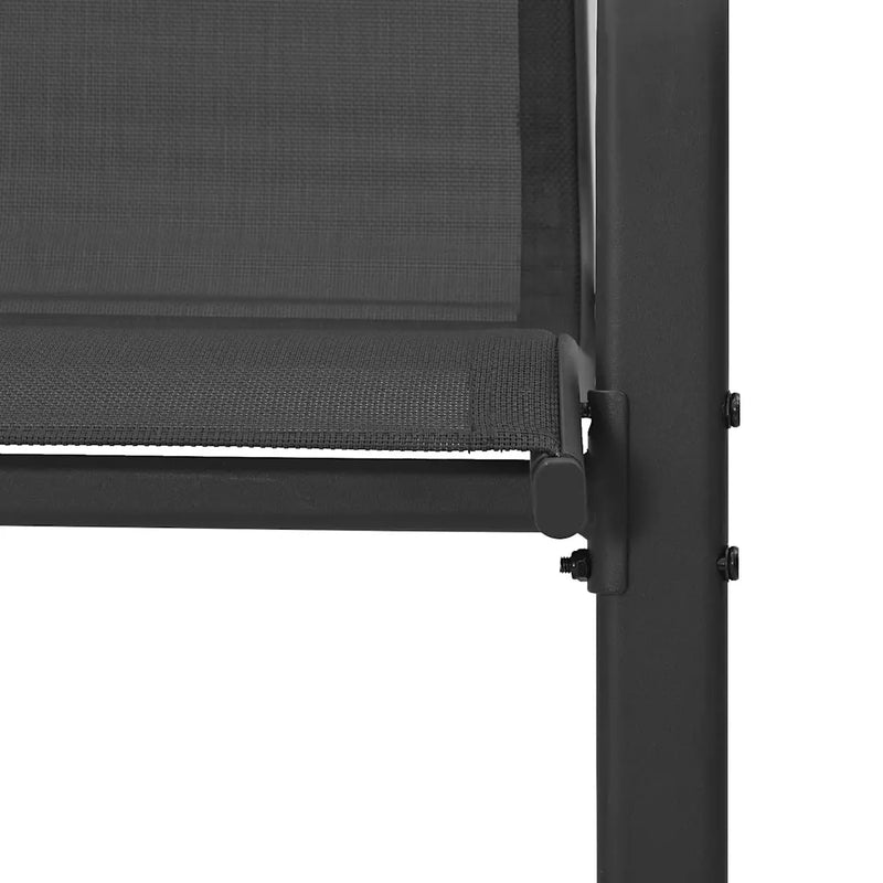 Stackable Garden Chairs 2 pcs Black Textilene Fabric