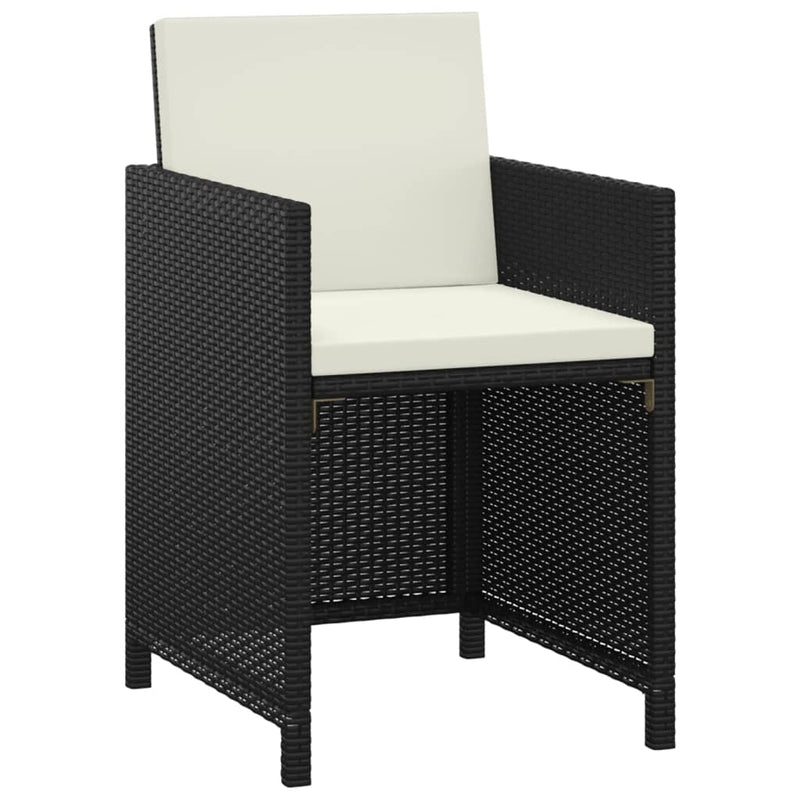 vidaXL 3 Piece Garden Dining Set with Cushions Poly Rattan Black