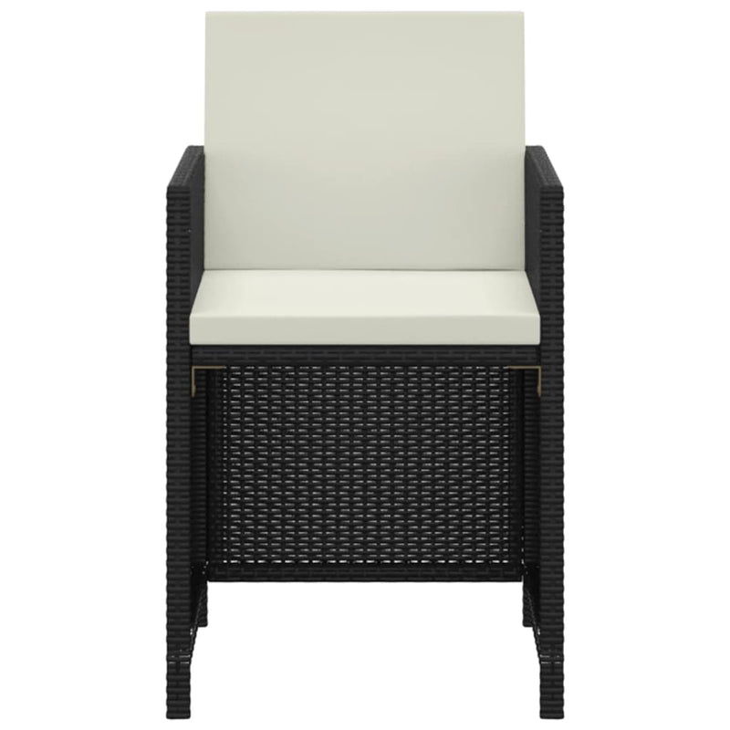 vidaXL 3 Piece Garden Dining Set with Cushions Poly Rattan Black