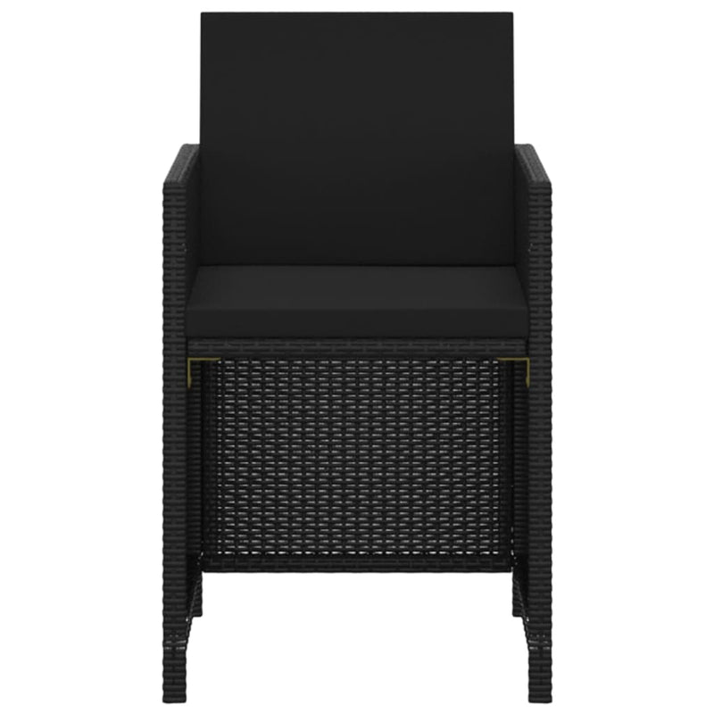 vidaXL 3 Piece Garden Dining Set with Cushions Poly Rattan Black