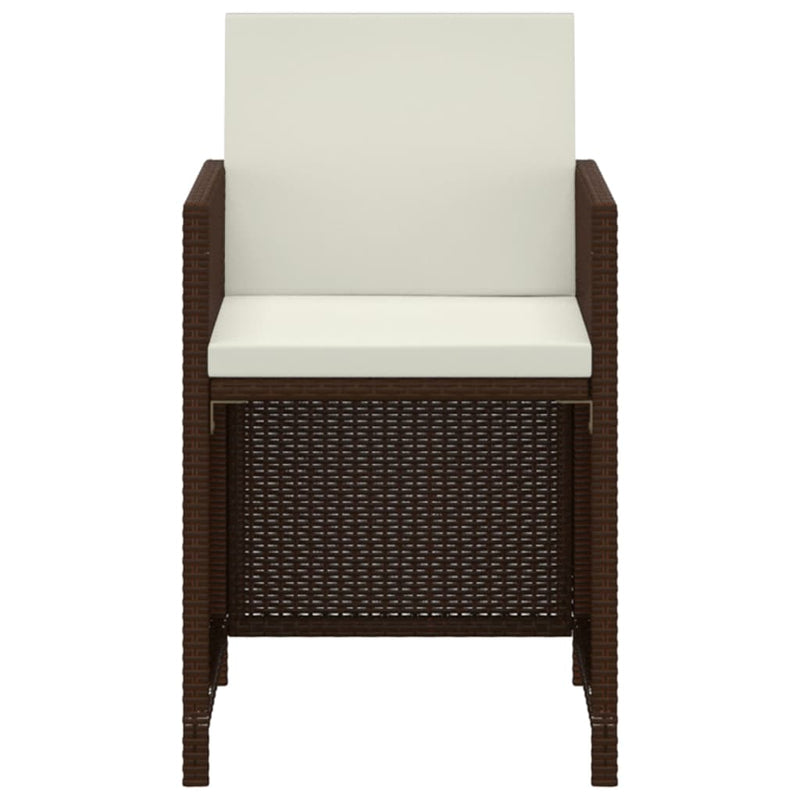 vidaXL 3 Piece Garden Dining Set with Cushions Poly Rattan Brown