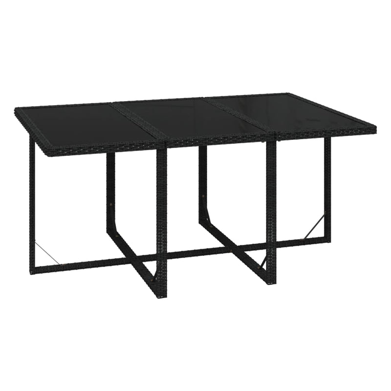 vidaXL 7 Piece Garden Dining Set with Cushions Poly Rattan Black