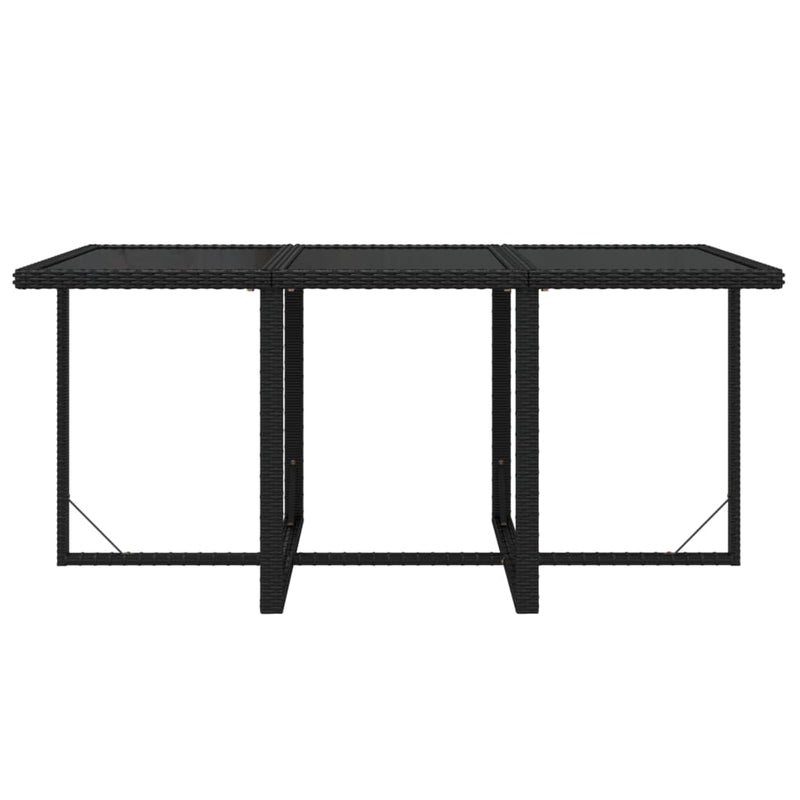 vidaXL 7 Piece Garden Dining Set with Cushions Poly Rattan Black