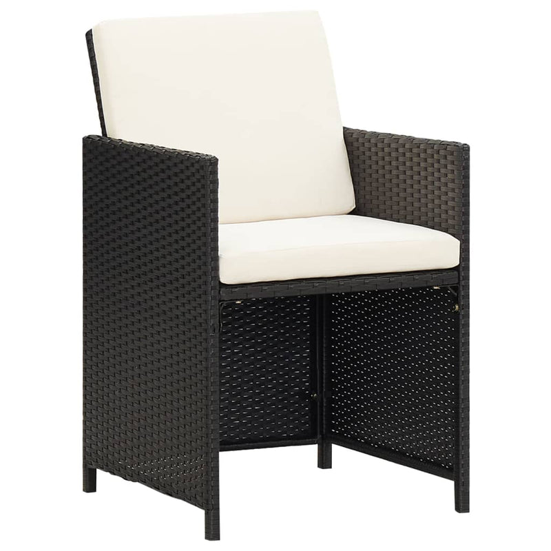 vidaXL 7 Piece Garden Dining Set with Cushions Poly Rattan Black