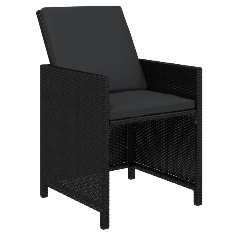 vidaXL 9 Piece Garden Dining Set with Cushions Poly Rattan Black