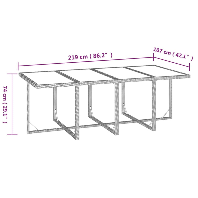 vidaXL 9 Piece Garden Dining Set with Cushions Poly Rattan Grey