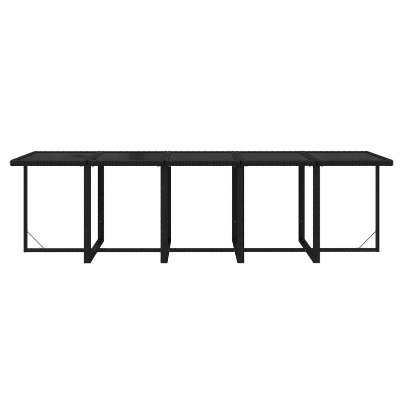 vidaXL 11 Piece Garden Dining Set with Cushions Poly Rattan Black