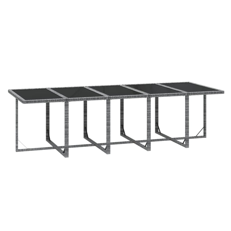 vidaXL 11 Piece Garden Dining Set with Cushions Poly Rattan Grey