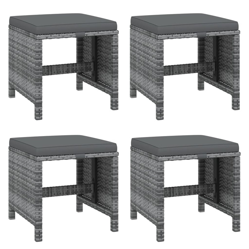 vidaXL 15 Piece Garden Dining Set with Cushions Poly Rattan Grey