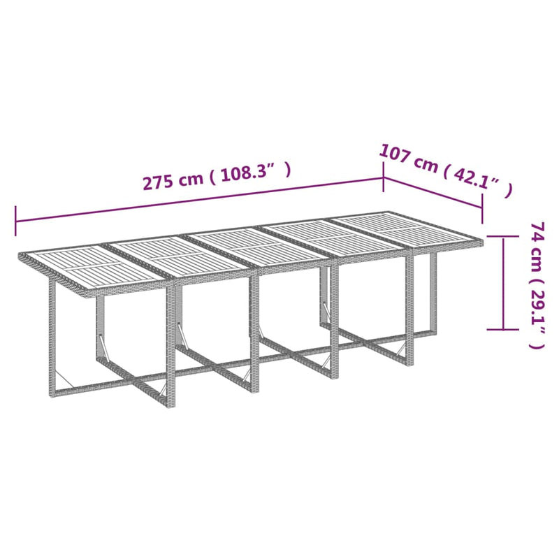 vidaXL 11 Piece Garden Dining Set with Cushions Poly Rattan Black