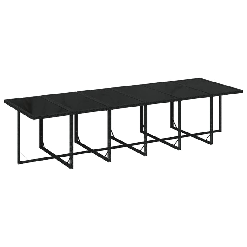 vidaXL 13 Piece Garden Dining Set with Cushions Poly Rattan Black