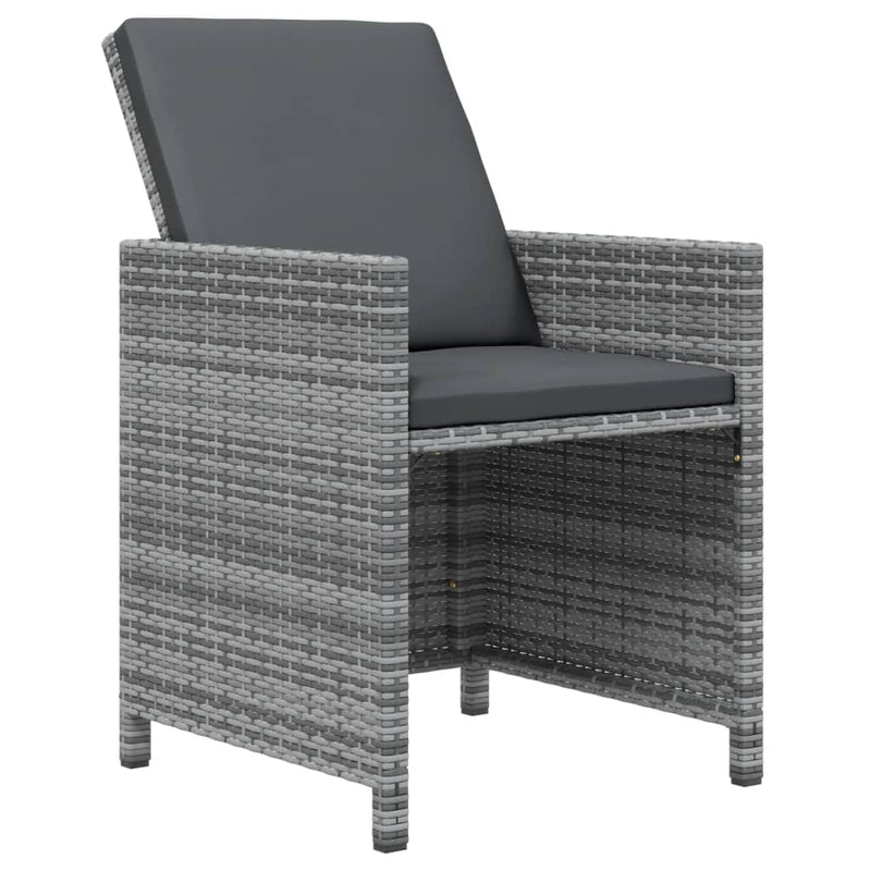 vidaXL 17 Piece Garden Dining Set with Cushions Poly Rattan Grey