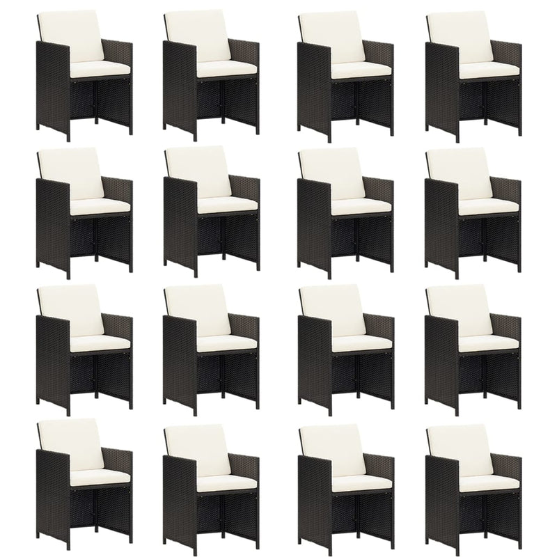 vidaXL 17 Piece Garden Dining Set with Cushions Poly Rattan Black