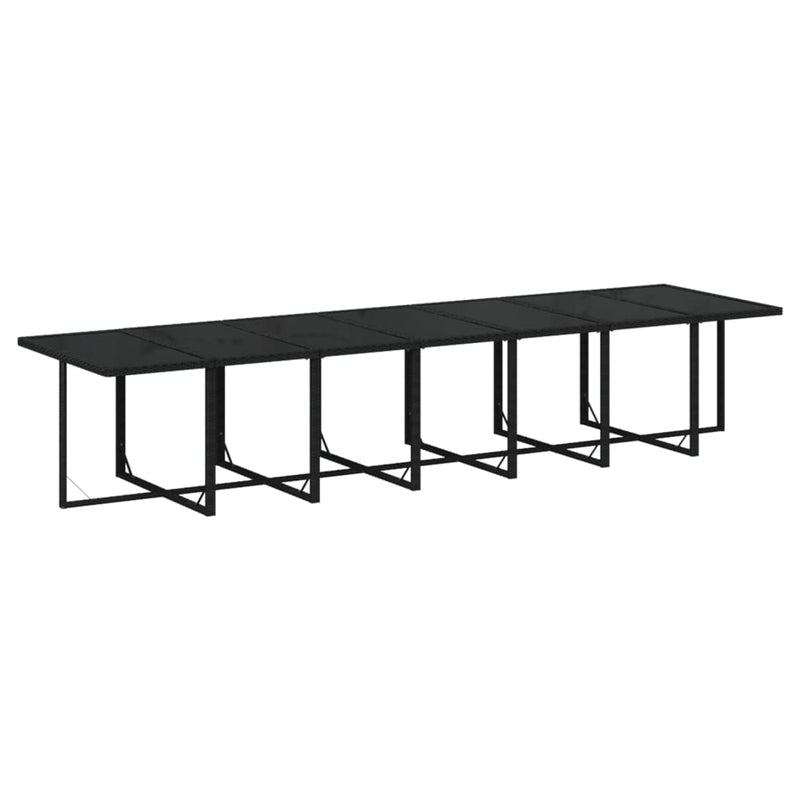 vidaXL 15 Piece Garden Dining Set with Cushions Poly Rattan Black