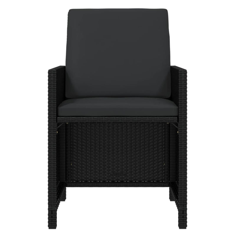vidaXL 19 Piece Garden Dining Set with Cushions Poly Rattan Black