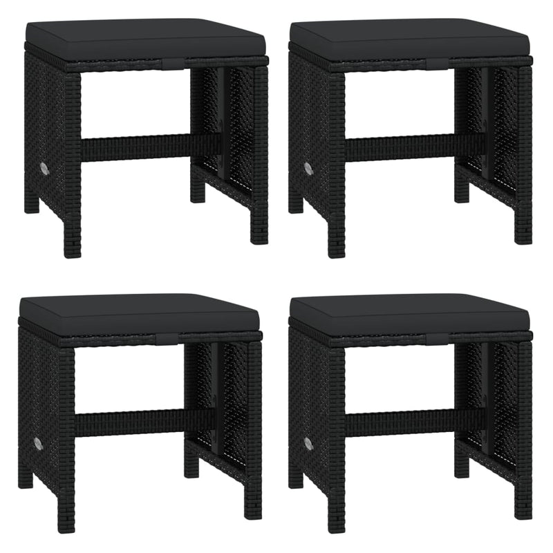 vidaXL 19 Piece Garden Dining Set with Cushions Poly Rattan Black