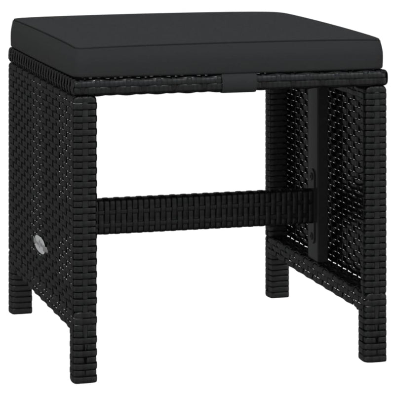 vidaXL 19 Piece Garden Dining Set with Cushions Poly Rattan Black
