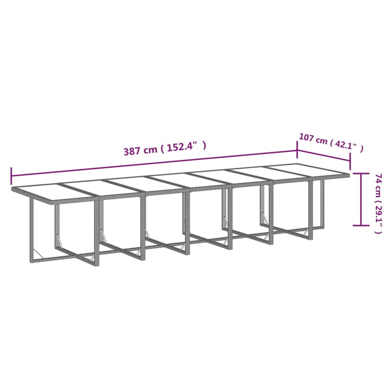 vidaXL 19 Piece Garden Dining Set with Cushions Poly Rattan Grey