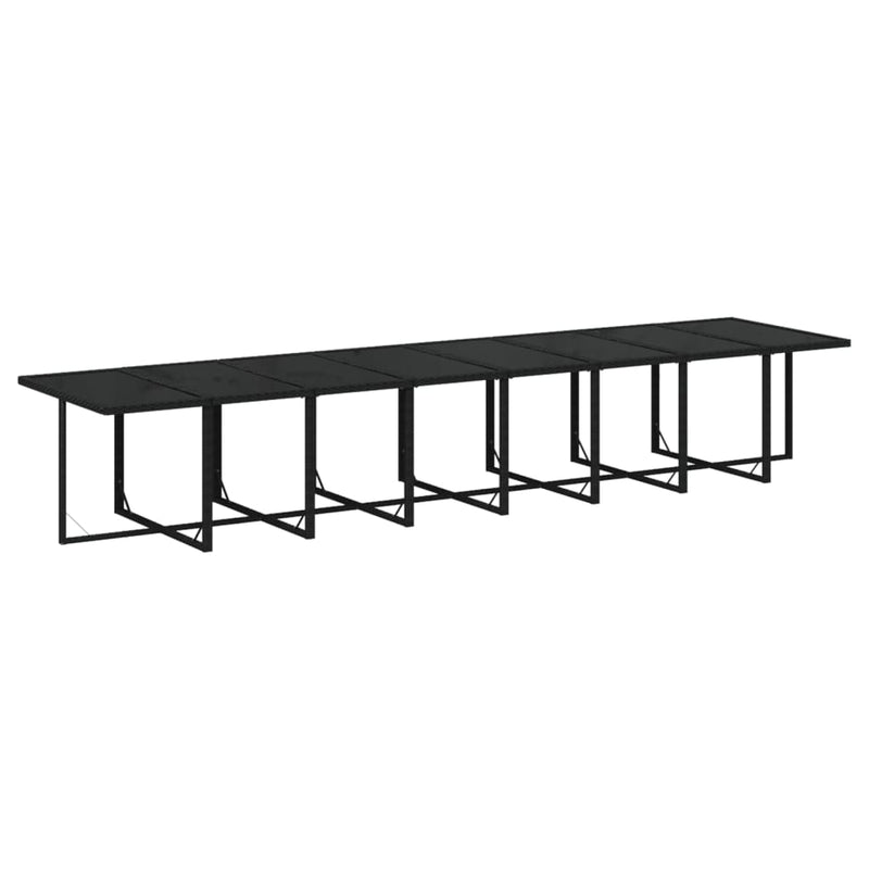 vidaXL 17 Piece Garden Dining Set with Cushions Black Poly Rattan