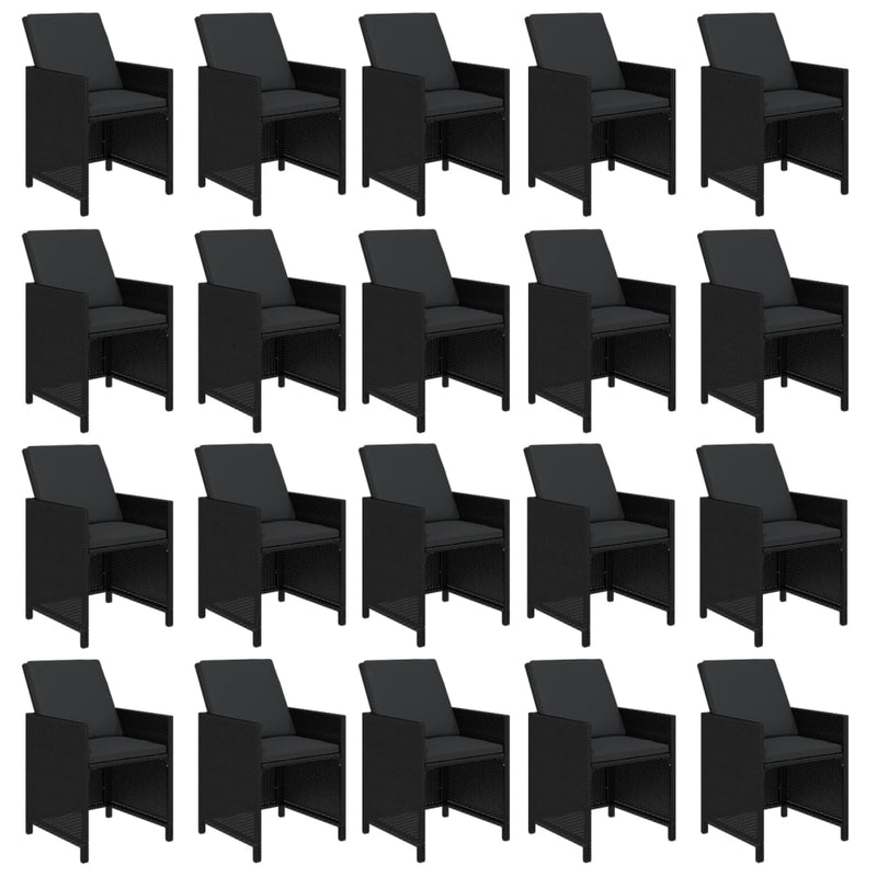 vidaXL 21 Piece Garden Dining Set with Cushions Black Poly Rattan
