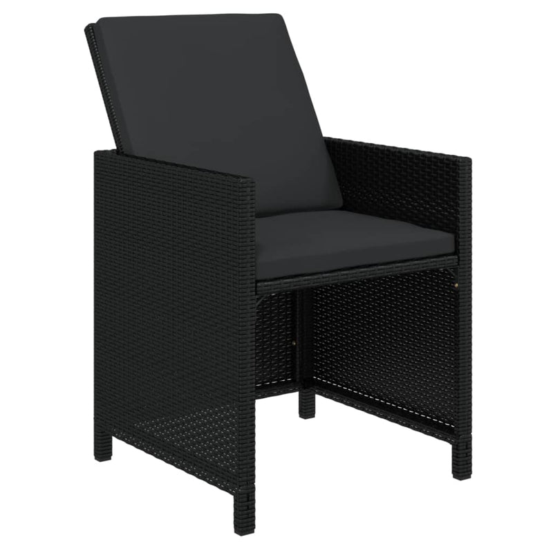 21 Piece Garden Dining Set with Cushions Black Poly Rattan