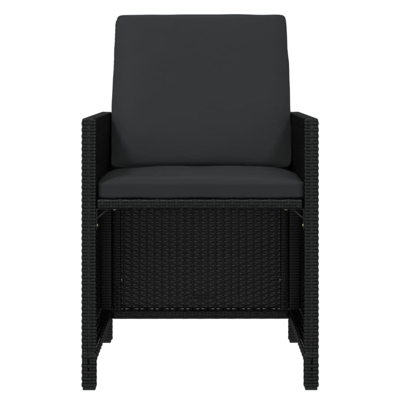 21 Piece Garden Dining Set with Cushions Black Poly Rattan