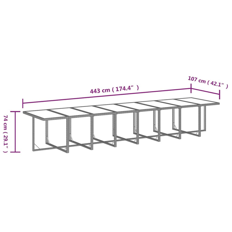 vidaXL 17 Piece Garden Dining Set with Cushions Grey Poly Rattan