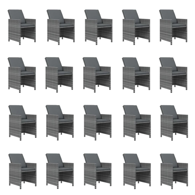 vidaXL 21 Piece Garden Dining Set with Cushions Grey Poly Rattan