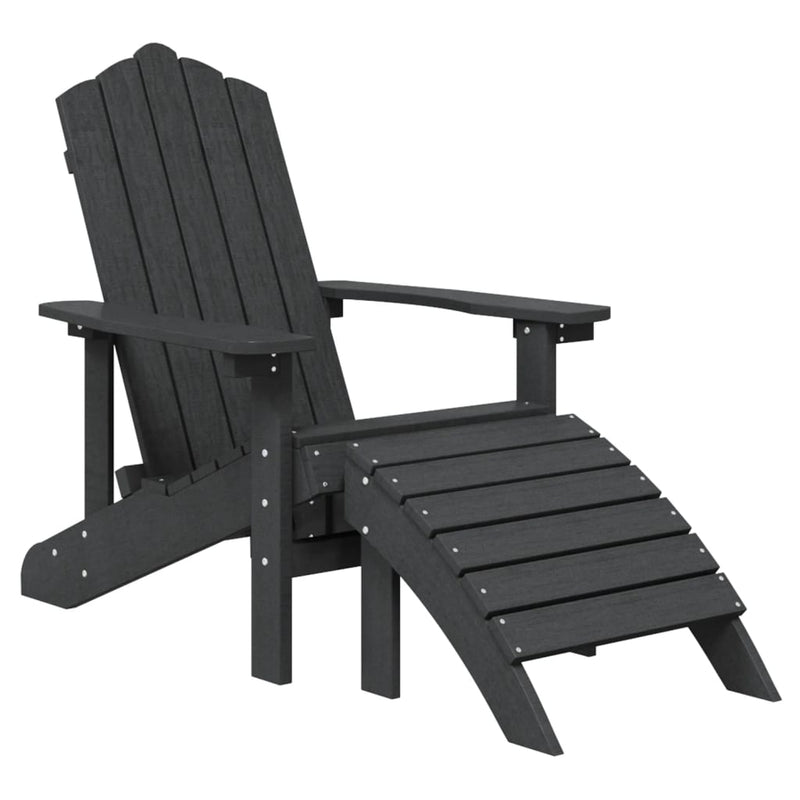 Garden Adirondack Chairs 2 pcs with Footstools HDPE Anthracite